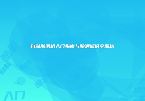 自制酿酒机入门指南与酿酒知识全解析