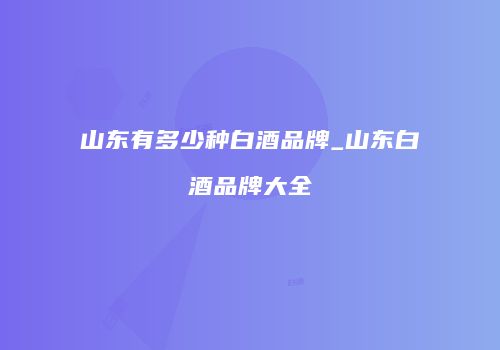 山东有多少种白酒品牌_山东白酒品牌大全