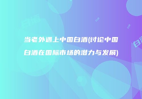 当老外遇上中国白酒(讨论中国白酒在国际市场的潜力与发展)