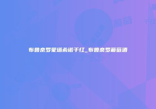 布鲁奈罗蒙塔希诺干红_布鲁奈罗葡萄酒