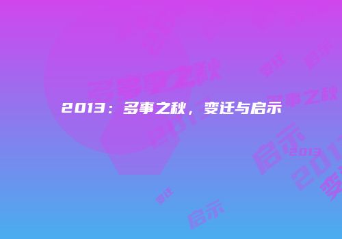 2013：多事之秋，变迁与启示