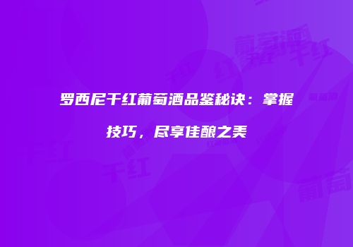 罗西尼干红葡萄酒品鉴秘诀：掌握技巧，尽享佳酿之美