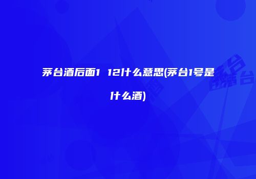 茅台酒后面1 12什么意思(茅台1号是什么酒)