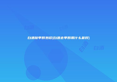 白酒除甲醇妙招(白酒去甲醇用什么最好)