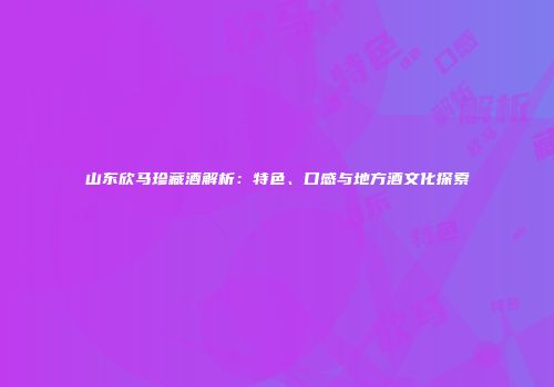 山东欣马珍藏酒解析：特色、口感与地方酒文化探索