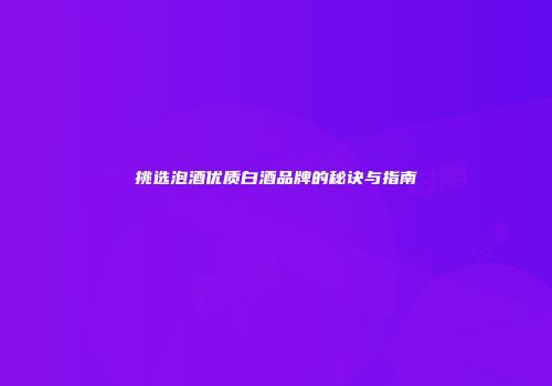 挑选泡酒优质白酒品牌的秘诀与指南