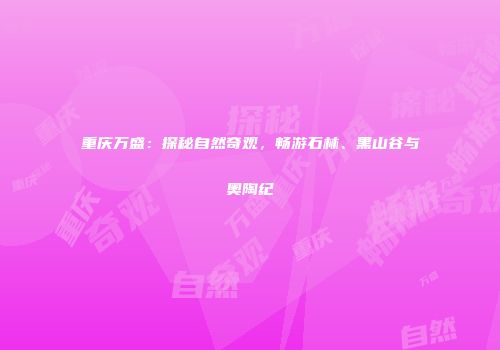 重庆万盛：探秘自然奇观，畅游石林、黑山谷与奥陶纪