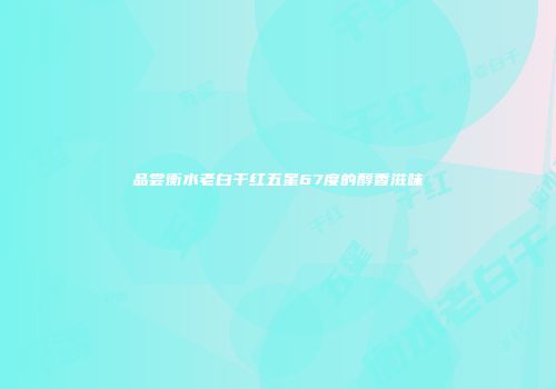 品尝衡水老白干红五星67度的醇香滋味