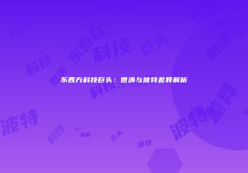 东西方科技巨头：世涛与波特差异解析