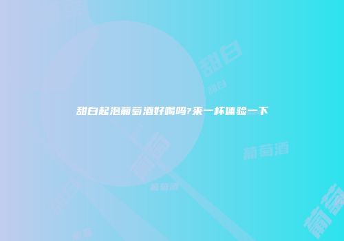 甜白起泡葡萄酒好喝吗?来一杯体验一下
