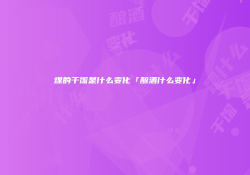煤的干馏是什么变化「酿酒什么变化」