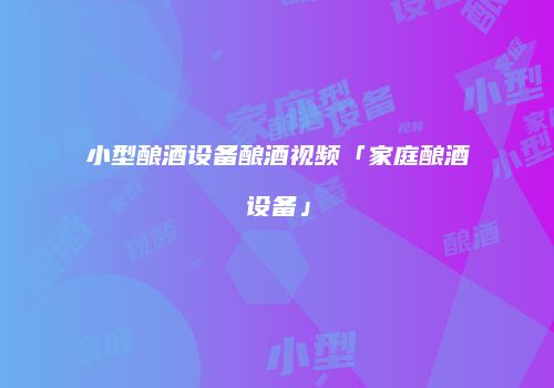 小型酿酒设备酿酒视频「家庭酿酒设备」