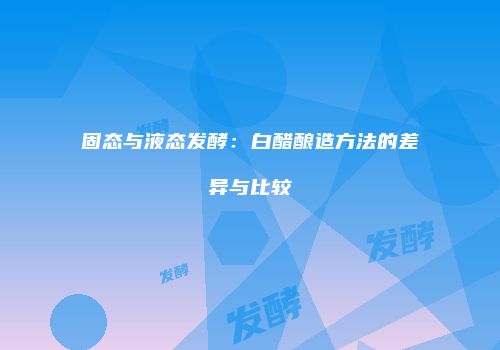 固态与液态发酵：白醋酿造方法的差异与比较