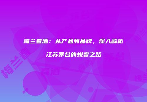 梅兰春酒：从产品到品牌，深入解析江苏茅台的蜕变之路
