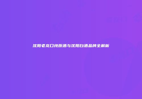 沈阳老龙口纯原酒与沈阳白酒品牌全解析