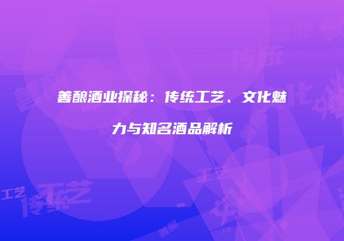 善酿酒业探秘：传统工艺、文化魅力与知名酒品解析