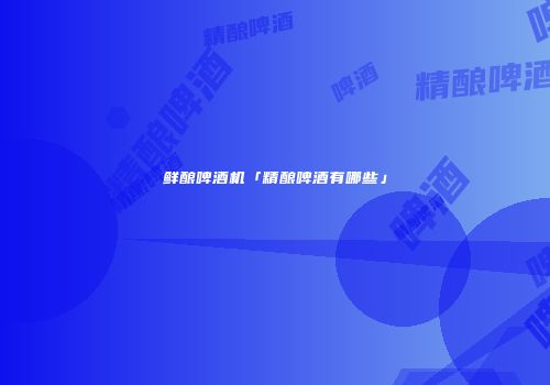 鲜酿啤酒机「精酿啤酒有哪些」