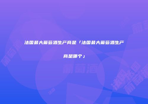 法国最大葡萄酒生产商是「法国最大葡萄酒生产商是哪个」