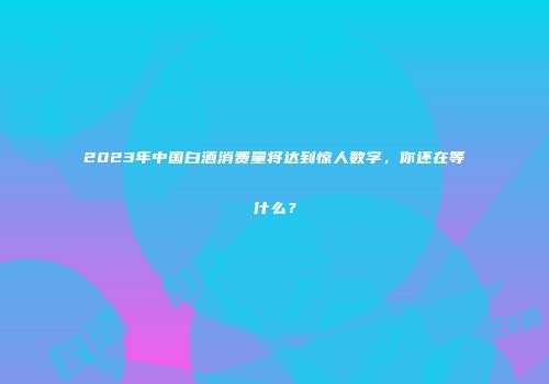 2023年中国白酒消费量将达到惊人数字，你还在等什么？
