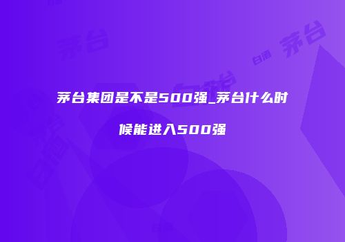 茅台集团是不是500强_茅台什么时候能进入500强