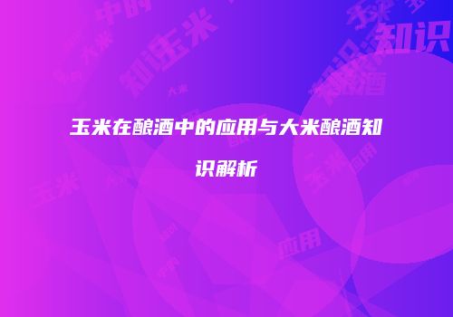 玉米在酿酒中的应用与大米酿酒知识解析