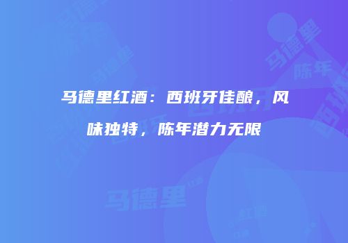 马德里红酒：西班牙佳酿，风味独特，陈年潜力无限