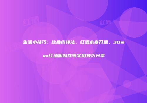 生活小技巧：综合线接法、红酒木塞开启、3Dmax红酒瓶制作等实用技巧分享