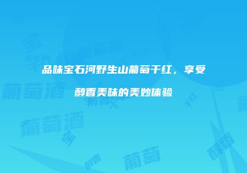 品味宝石河野生山葡萄干红，享受醇香美味的美妙体验