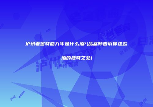 泸州老窖特曲九年是什么酒?(品鉴师告诉你这款酒的独特之处)