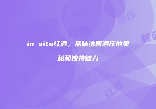 in situ红酒，品味法国酒庄的奥秘和独特魅力
