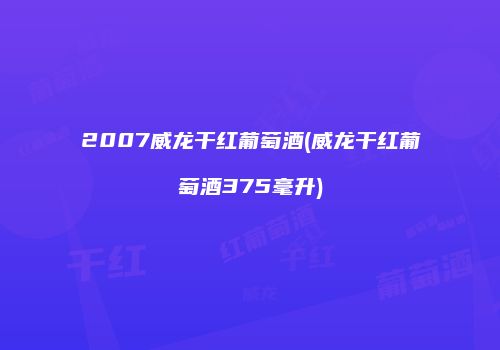 2007威龙干红葡萄酒(威龙干红葡萄酒375毫升)