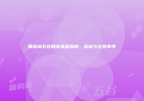 雁鸣湖五谷粮液品鉴指南：品味与注意事项