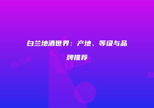 白兰地酒世界：产地、等级与品牌推荐