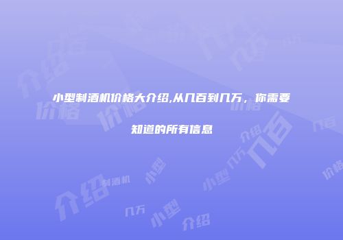 小型制酒机价格大介绍,从几百到几万，你需要知道的所有信息