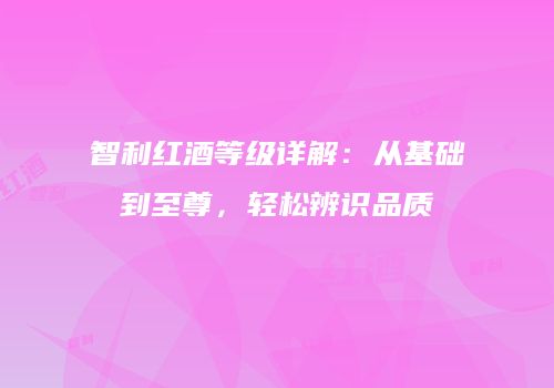 智利红酒等级详解：从基础到至尊，轻松辨识品质