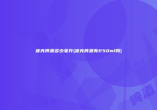 波克啤酒多少毫升(波克啤酒有250ml吗)