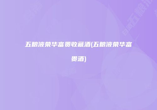 五粮液荣华富贵收藏酒(五粮液荣华富贵酒)