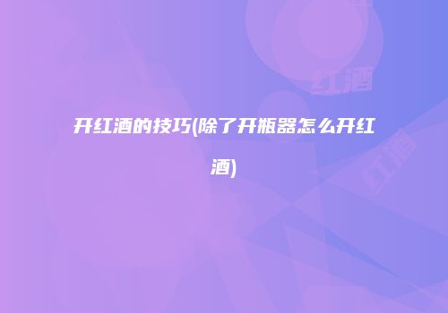 开红酒的技巧(除了开瓶器怎么开红酒)