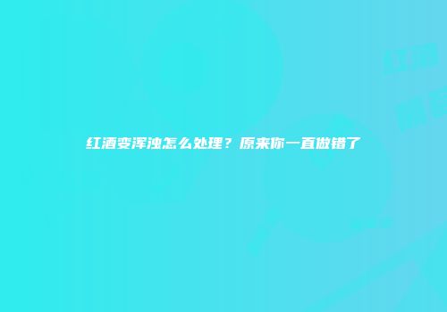 红酒变浑浊怎么处理？原来你一直做错了