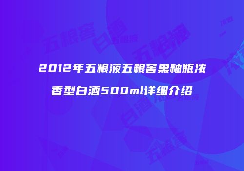 2012年五粮液五粮窖黑釉瓶浓香型白酒500ml详细介绍
