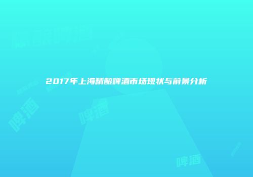 2017年上海精酿啤酒市场现状与前景分析