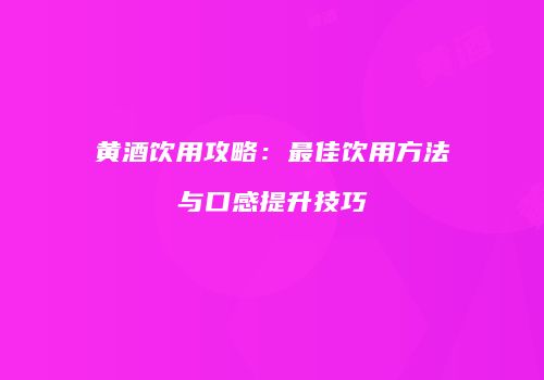 黄酒饮用攻略：最佳饮用方法与口感提升技巧