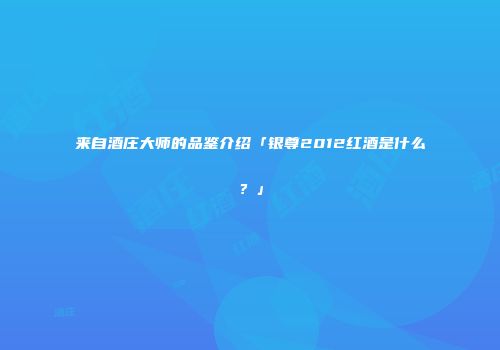 来自酒庄大师的品鉴介绍「银尊2012红酒是什么？」