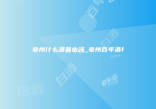 亳州什么酒最出名_毫州百年酒f