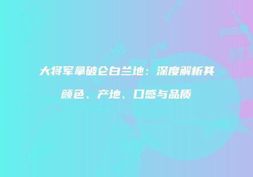 大将军拿破仑白兰地：深度解析其颜色、产地、口感与品质