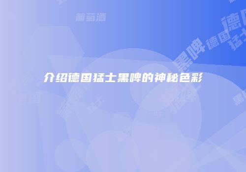 介绍德国猛士黑啤的神秘色彩