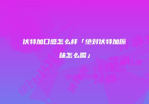 伏特加口感怎么样「绝对伏特加原味怎么喝」