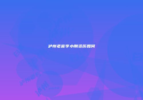 泸州老窖李小刚资历如何