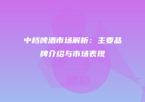 中档啤酒市场解析：主要品牌介绍与市场表现