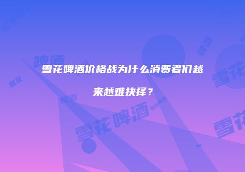 雪花啤酒价格战为什么消费者们越来越难抉择？